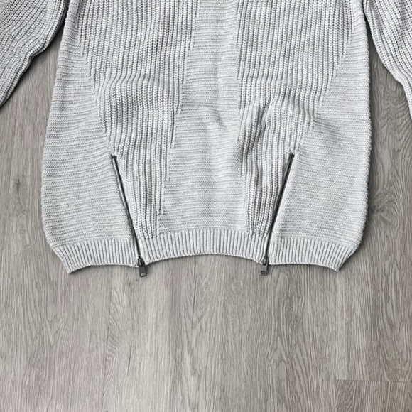 NWT Modamix Women's Gray Scoop Neck Zip Front Long Sleeve Sweater Plus Sizes - Picture 2 of 16